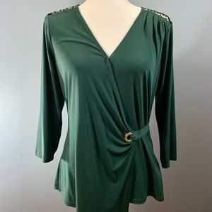 💚 MICHAEL Michael Kors Emerald Green Top Size M